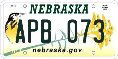 NE license plate APB073