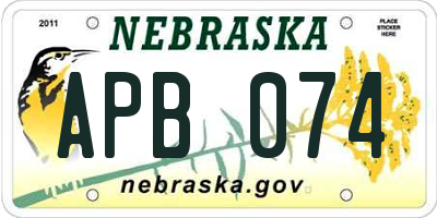 NE license plate APB074