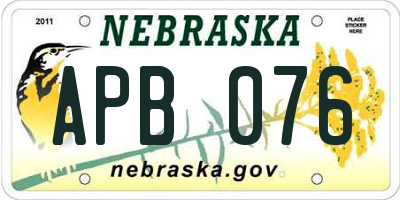 NE license plate APB076