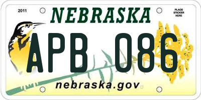 NE license plate APB086