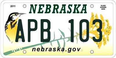 NE license plate APB103
