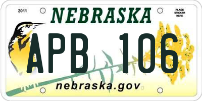 NE license plate APB106