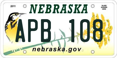 NE license plate APB108