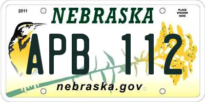 NE license plate APB112