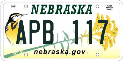 NE license plate APB117