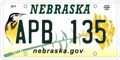NE license plate APB135