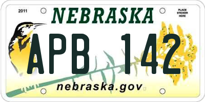 NE license plate APB142