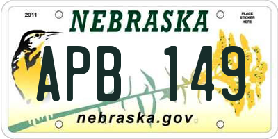 NE license plate APB149
