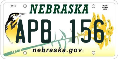 NE license plate APB156