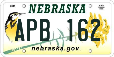 NE license plate APB162