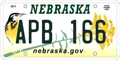 NE license plate APB166
