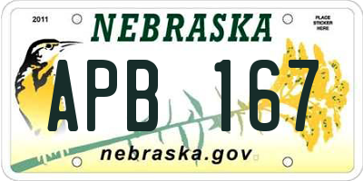 NE license plate APB167