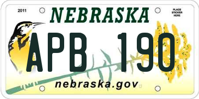 NE license plate APB190