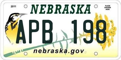 NE license plate APB198