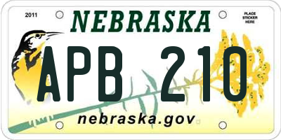 NE license plate APB210
