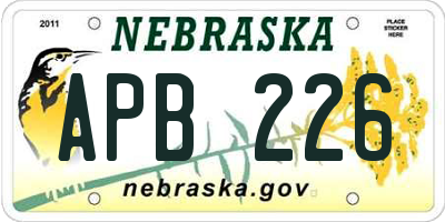 NE license plate APB226