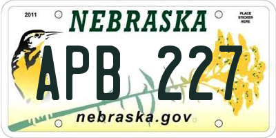 NE license plate APB227