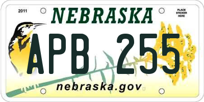 NE license plate APB255