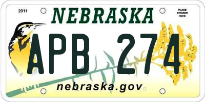 NE license plate APB274