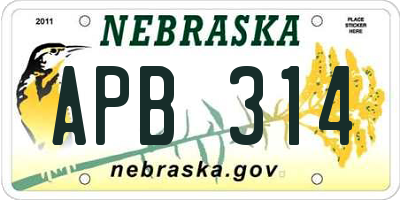 NE license plate APB314