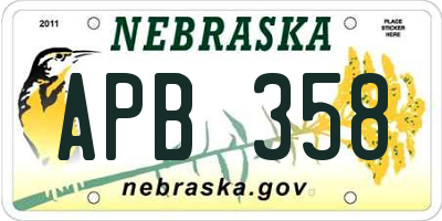 NE license plate APB358