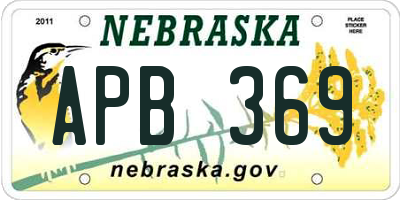 NE license plate APB369