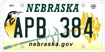NE license plate APB384