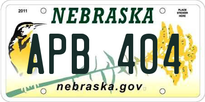 NE license plate APB404