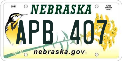 NE license plate APB407