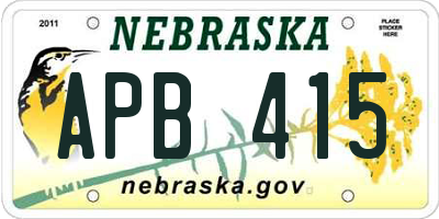 NE license plate APB415