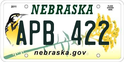 NE license plate APB422