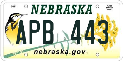 NE license plate APB443