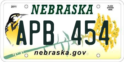 NE license plate APB454