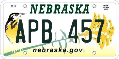 NE license plate APB457