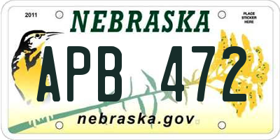 NE license plate APB472