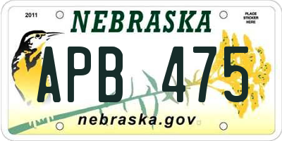 NE license plate APB475