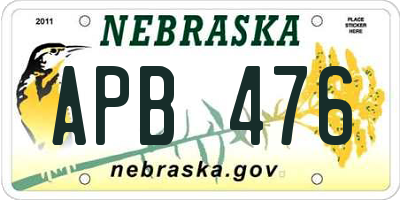 NE license plate APB476