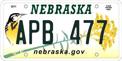 NE license plate APB477