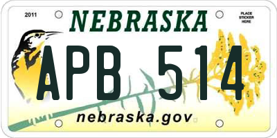 NE license plate APB514