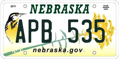 NE license plate APB535