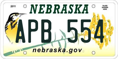 NE license plate APB554