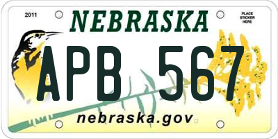NE license plate APB567