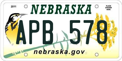 NE license plate APB578