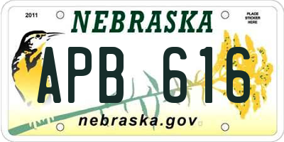 NE license plate APB616