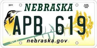 NE license plate APB619
