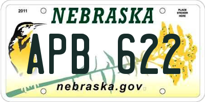 NE license plate APB622