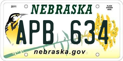 NE license plate APB634