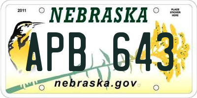 NE license plate APB643