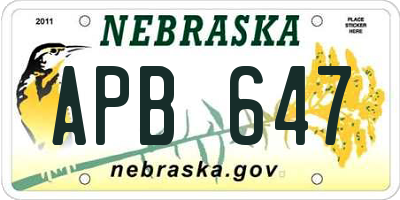 NE license plate APB647