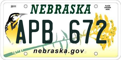 NE license plate APB672